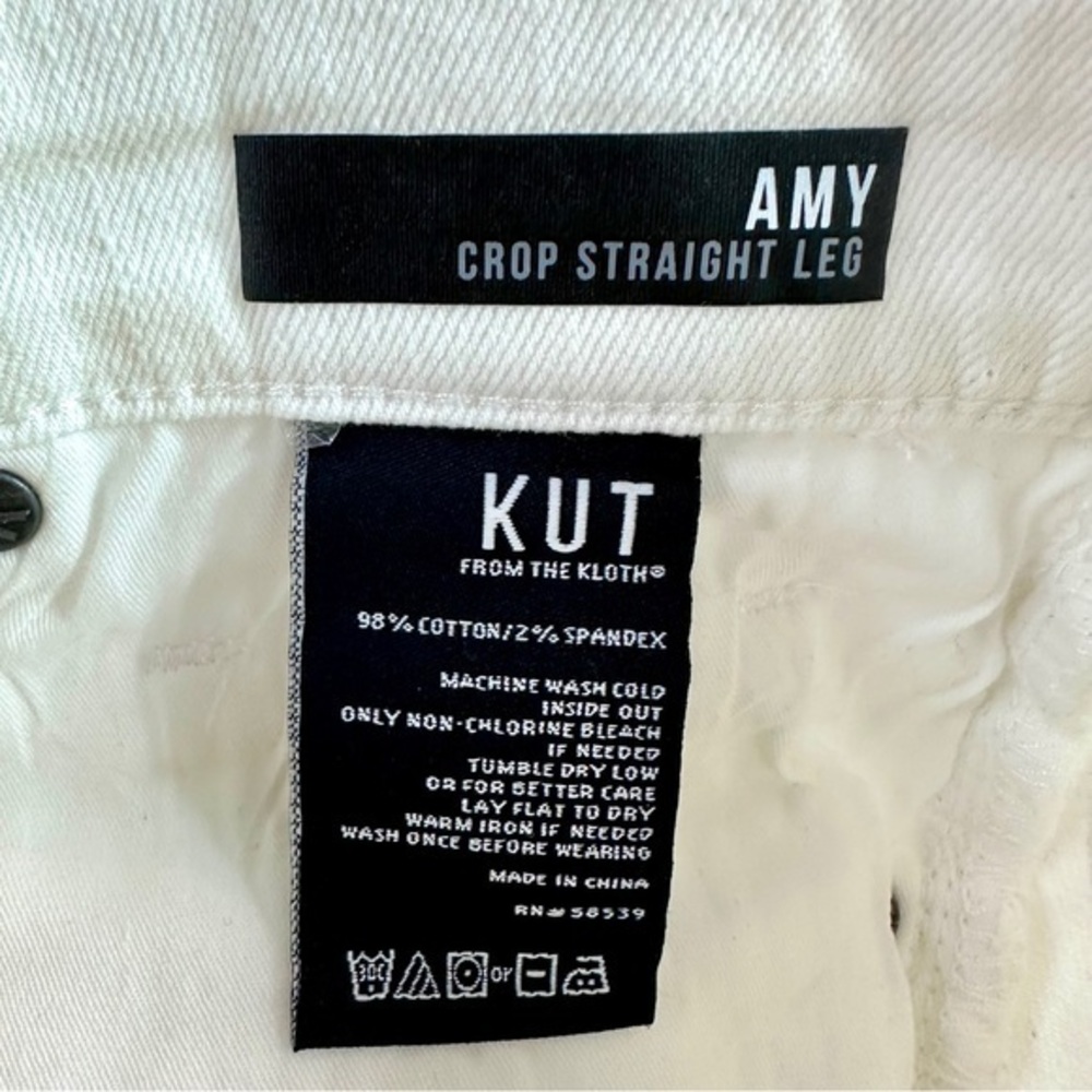 Kut From The Kluth Amy Crop Straight Leg White Wash Distressed Sz‎ 4 NWOT - Picture 5 of 5